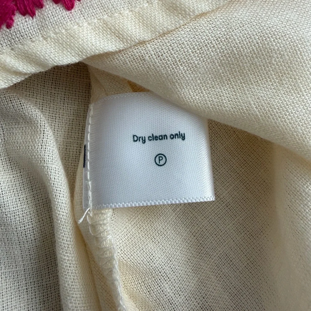Roller Rabbit NWT Column Embroidery Michi Cream V Neck Top‎ Women's Size S - Picture 12 of 14
